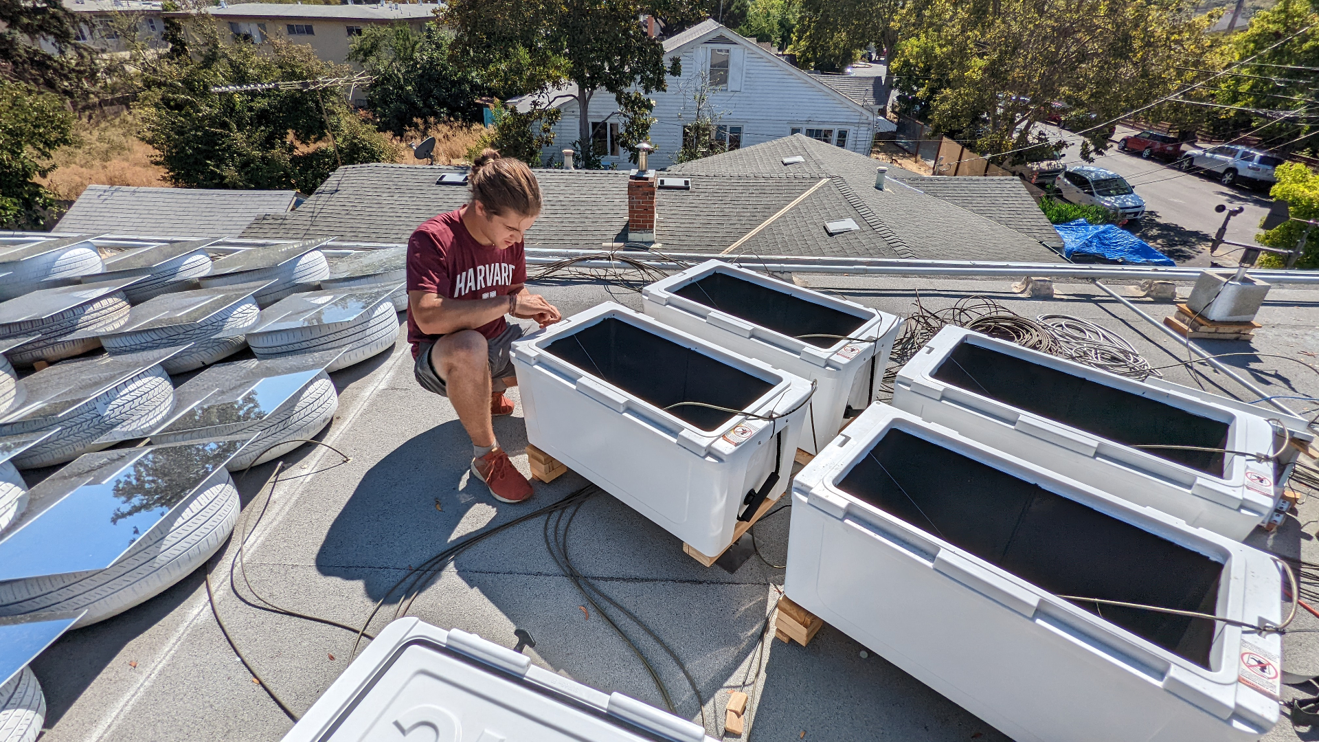 Instrumented water tanks used in California water-surface experiments