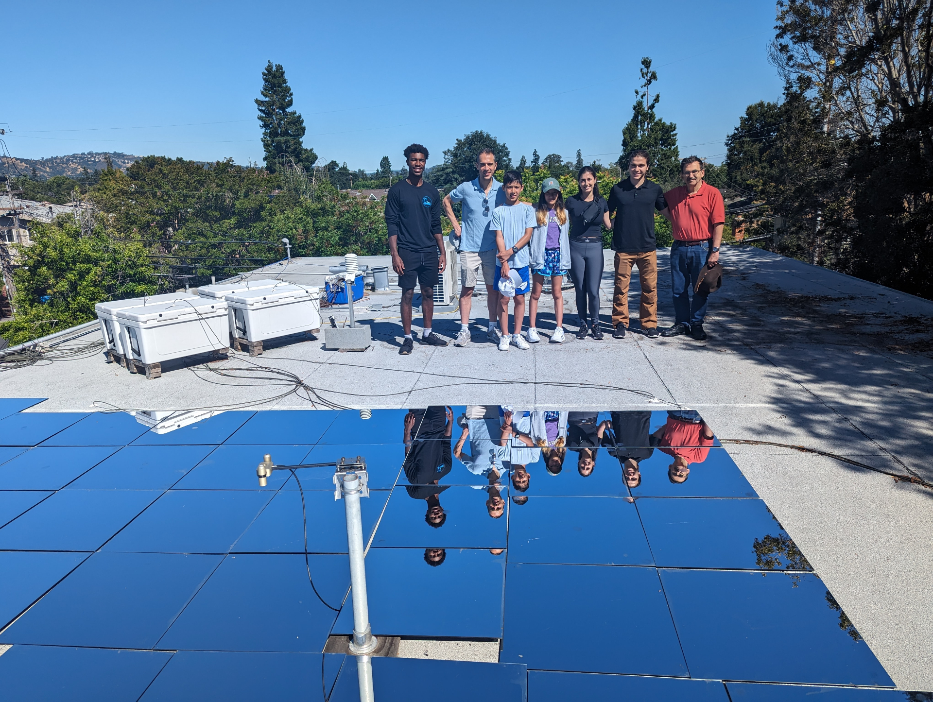 MEER team on a reflective rooftop testbed in California