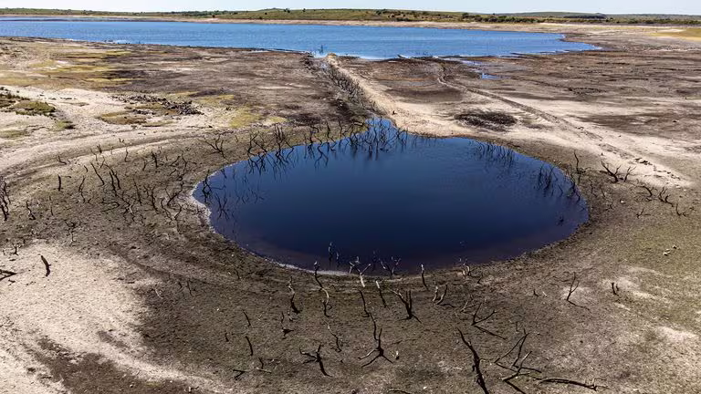 Reservoir experiencing severe evaporation and drought
